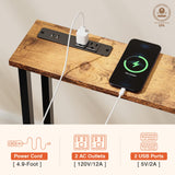 Keelian 78" Narrow Console Sofa Table - 2 Power Outlets & 2 USB Ports, Metal Frame, Rustic Brown, Perfect for Hallway, Office, and Behind Sofa - Easy Assembly, 4.9" Extension Cord Included Keelian