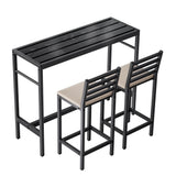 Jinrrenyi 3 Piece Outdoor Patio Bar Set, 50" Rectangular Counter Height High Top Bar Tables, 2 Cushioned 41" Bar Stools, Metal Bar Table and Chairs Set for Poolside, Balcony, Backyard, Porch Jinrrenyi