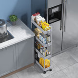 SOLEJAZZ Slim Storage Cart, 4 Tier Bathroom Organizer Mobile Shelving Unit, Rolling Utility Cart Slide Out Organizer for Kitchen, Bathroom, Laundry, Narrow Places, Gray SOLEJAZZ