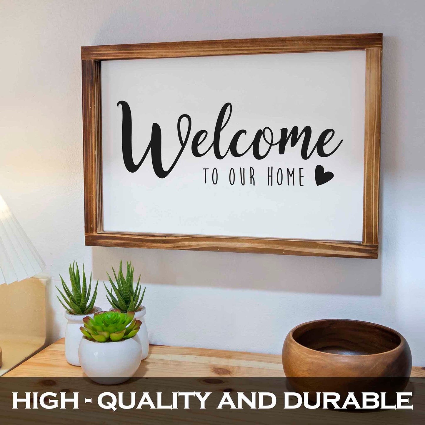 Welcome to Our Home Sign 11x16 Inch, Rustic Farmhouse Decor for the Home Sign, Wall Decorations, Modern Farmhouse Wall Decor, Rustic Wall Hanging Welcome Sign with Solid Wood Frame - WoodArtSupply