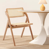 Bekrvio Folding Chair Solid Wood Rattan Chairs, Mid-Century Modern Rattan Dining Chairs with Cane Back Handmade for Living Room Bedroom, Garden Balcony, Office, No Assembly Required (Natural) Bekrvio