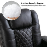 ANJ Electric Power Recliner Chair Soft Leather Reclining with USB Ports and Cup Holders, Black Home Theater Seating with Hidden Arm Storage Movie & Media Room Chairs ANJ