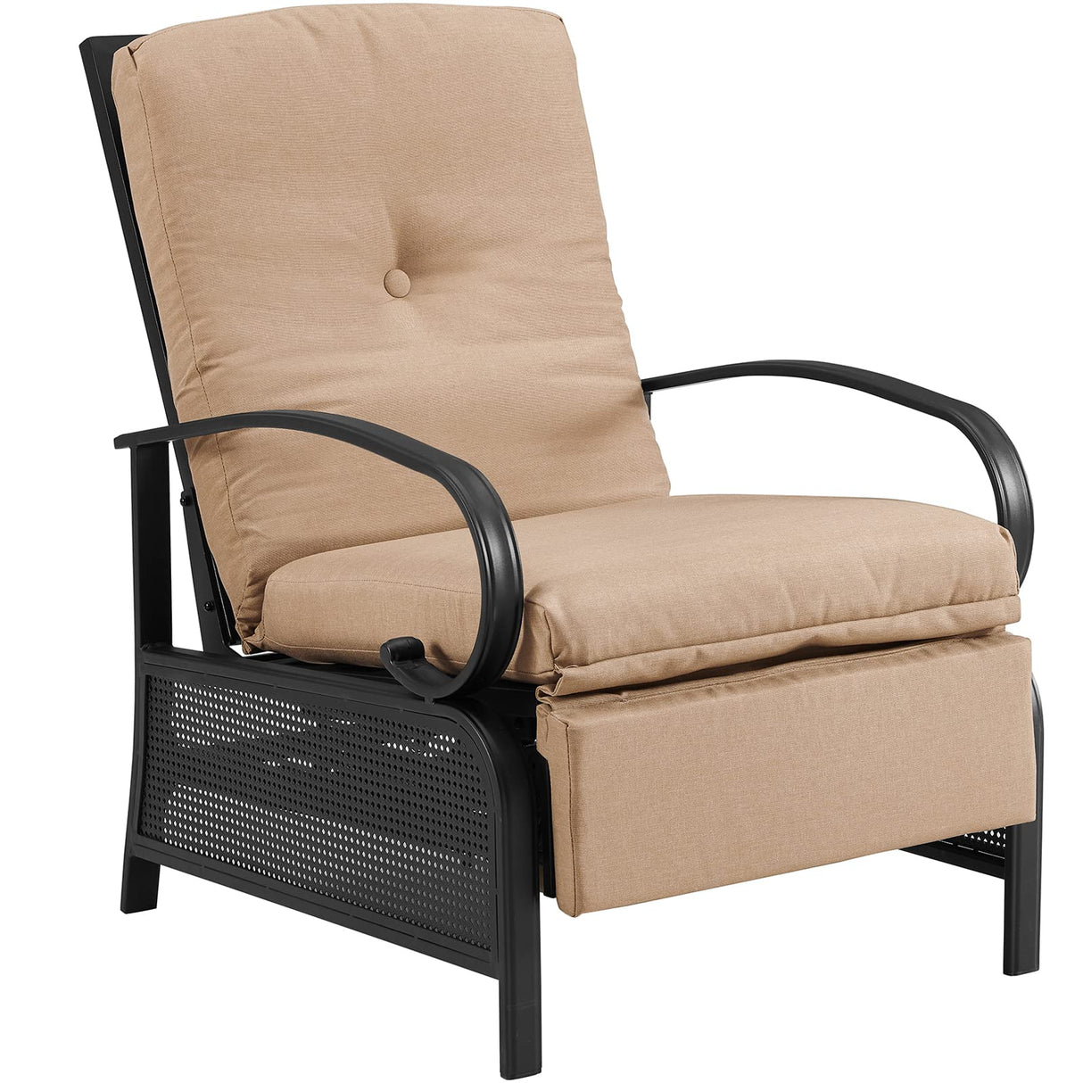 Ulax Furniture Patio Recliner Chair Automatic Adjustable Back Outdoor Lounge Recliner Chair with 100% Olefin Cushion (Beige) Ulax furniture