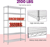 FDW 48"L×18"W×82"H Wire Shelving Unit Storage Cart Metal Shelf Rolling Utility Cart 2100Lbs Capacity with 6 Tier Casters Adjustable Layer Rack Strong Steel for Restaurant Garage Pantry Kitchen,Chrome FDW