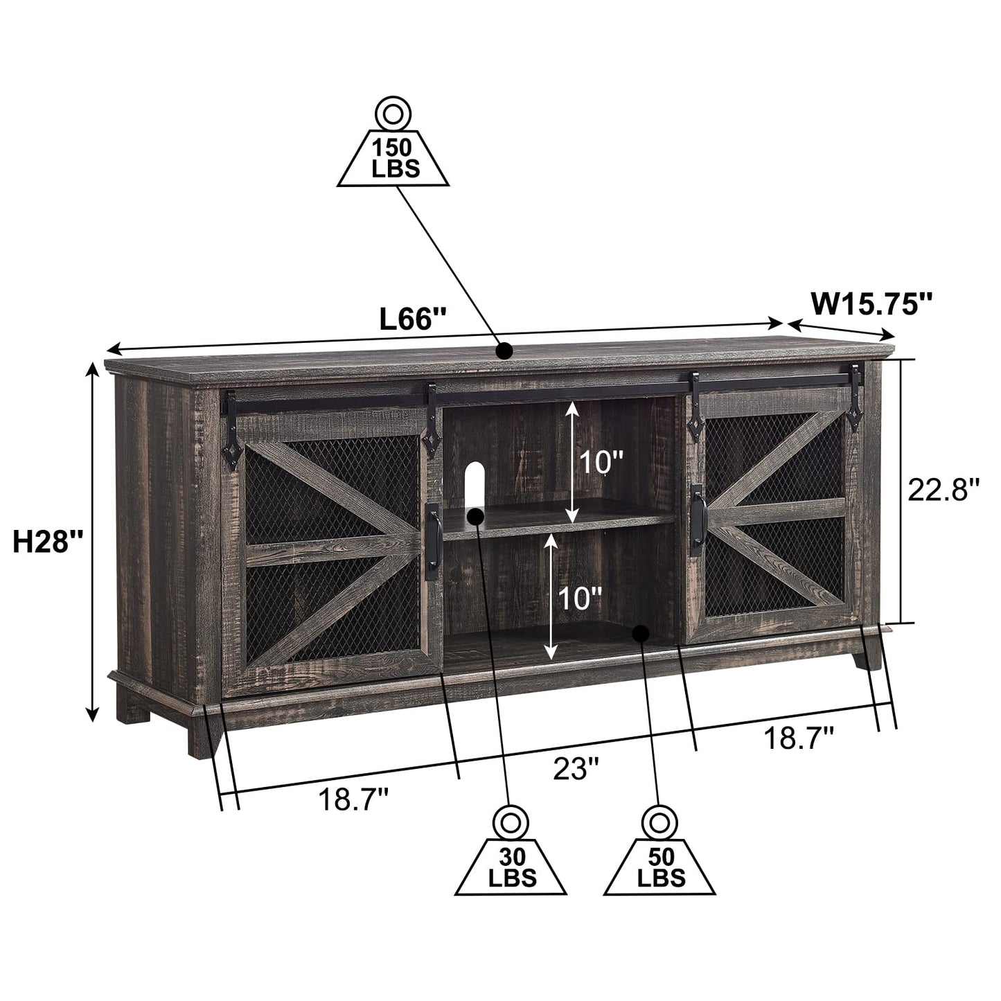 OKD Farmhouse TV Stand for 75 Inch TV, Industrial & Farmhouse Media Entertainment Center w/Sliding Barn Door, Rustic TV Console Cabinet w/Adjustable Shelves for Living Room, Dark Rustic Oak - WoodArtSupply