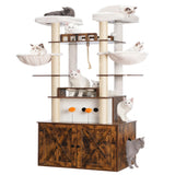 Heybly Cat Tree for Maine Coon with Litter Box Enclosure, 72-inch Wooden Cat Tower for Indoor Cats Large Adult, Big Condo with Food Station, Baskets, Furniture with All-sisal Scratching Post HCT112SR Heybly