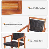 Tangkula 3-Piece Patio Acacia Wood Bistro Set, Patiojoy Outdoor Furniture Set with 2 Chairs & 1 Side Table, Weather Resistant Rattan Garden Conversation Chair Set for Pool Side, Deck, Balcony Tangkula