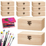 RHBLME 10 PACK Wooden Box with Hinged Lid, Unfinished Unpainted Wooden Boxes for Crafts, Large Wooden Box Unfinished Wood Box for DIY Storage Jewelry Plain Pine Box RHBLME