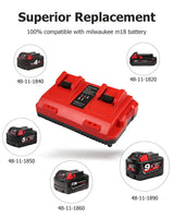 KOOMICY 4Pack 18V 6.0Ah Batteries Replacement for Milwaukee M-18 Battery and 1 Charger Set KOOMICY