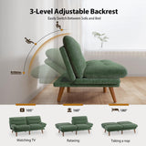 Pipishell Convertible Futon Sofa Bed,66" Corduroy Futon Couch with Adjustable Backrest and Armrests, Recliner Sleeper Sofa for Small Spaces, Play Room or Office, Green Pipishell