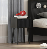 LAATOOREE Nightstand Set of 2, Small Bed Side Table with Fluted Door, End Table with Solid Wood Legs, Mid-Century Bedside Table for Bedroom Small Space LAATOOREE