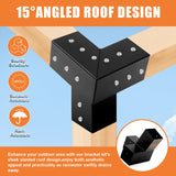 TOPTGO 6 PCS Pergola Brackets Kit,15° 3-Way Slanted Roof Pergola Bracket Set 4x4 (Actual: 3.5x3.5 in),2 Pack Angle Corner Bracket with Post Base for Wooden Beams Lumber Gazebos Patio Pergola Sheds TOPTGO
