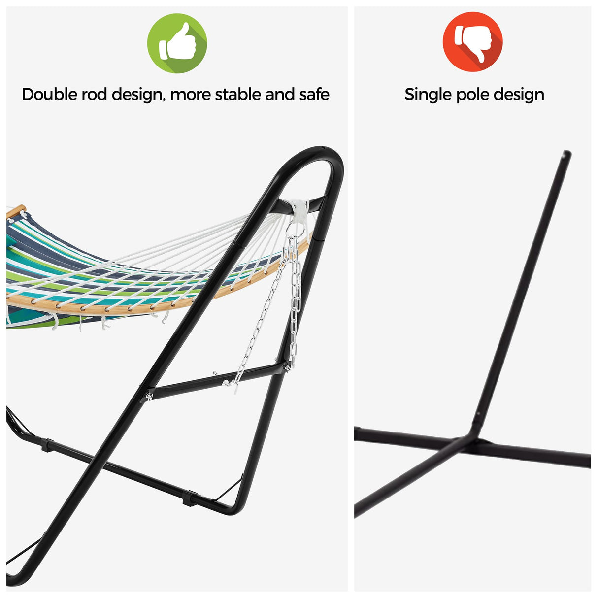 Yaheetech Universal Hammock Stand, Heavy-Duty Double-Pipe Steel Hammock Stand for 9-14.5 Ft Hammocks, 475 Lb Capacity and Capable of Holding 2-3 People Yaheetech
