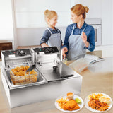 Commercial Deep Fryer with Basket, 3400W 12.7QT/12L, Detachable Large Capacity Stainless Steel Countertop Electric Oil Fryer with Temperature Control for Restaurant or Home Use KHTD