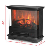 TURBRO Firelake 27-Inch Electric Fireplace Heater - Freestanding Fireplace with Mantel, No Assembly Required - 7 Adjustable Flame Effects, Overheating Protection, CSA Certified - 1400W, Black Walnut TURBRO