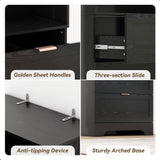 FTZxHKLX Modern Black Bookshelves and Bookcases with Drawers, 6 Tier Tall Bookshelf with Drawers, Industrial Wood Bookcase, Floor Standing Display Case with Storage,Living Room,Office FTZxHKLX