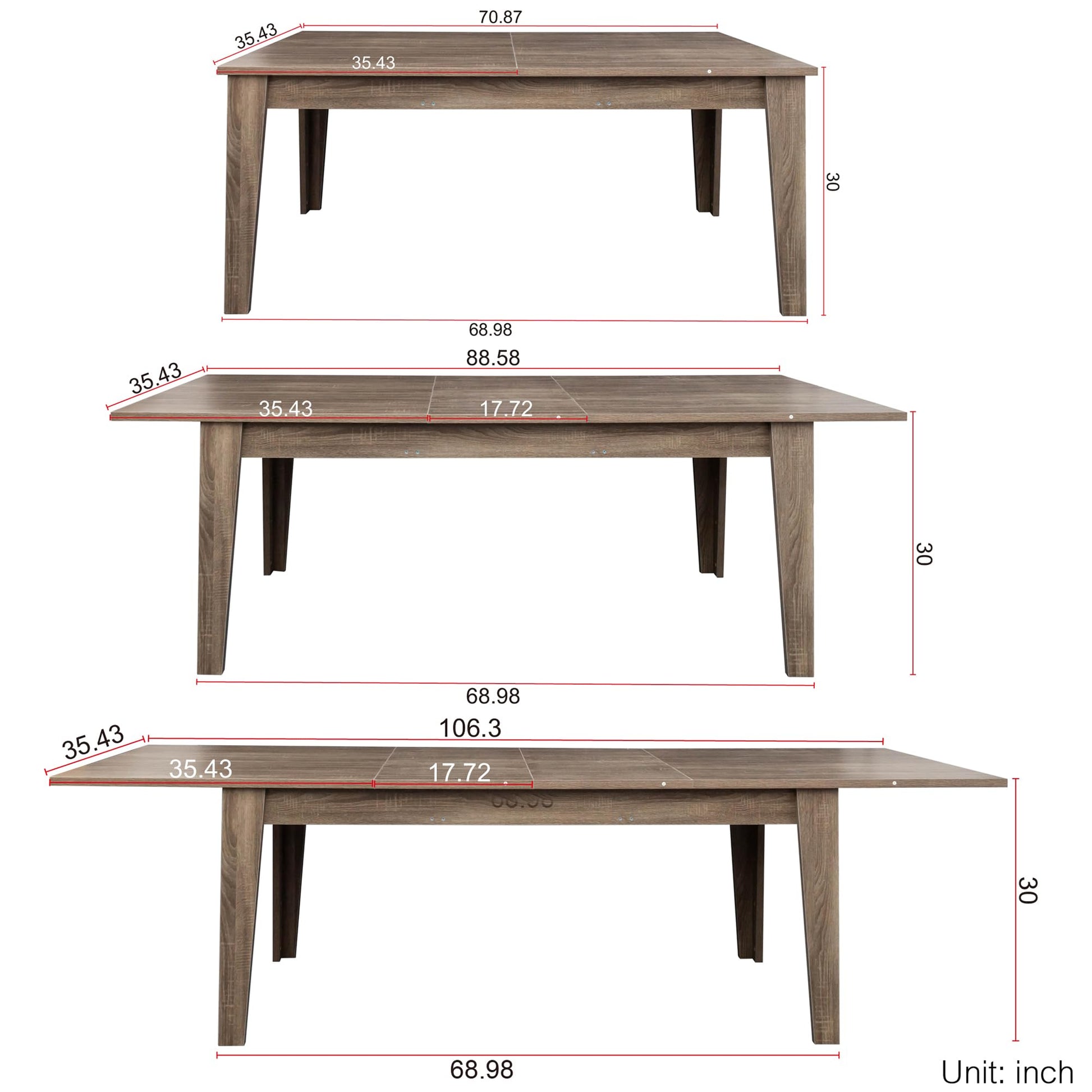 Maotifeys Rustic Wood Extendable Dining Room Table 71"-106" Rectangular Expandable Dining Tables for 6 8 10 12 People Industrial Transformer Kitchen Table Space Saving for Family Gathering (D - WoodArtSupply