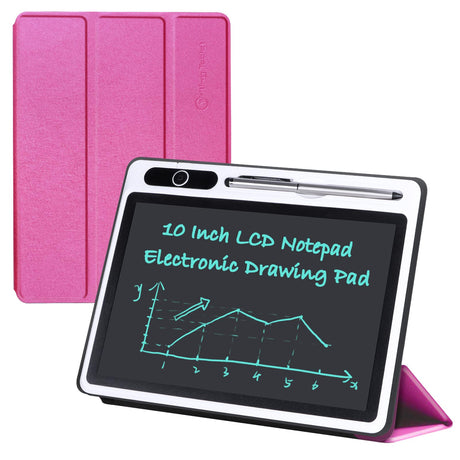 LCD Writing Tablet 10 inch Electronic Handwriting Pad Doodle Board with Leather Protective Case Christmas Birthday Gifts for Kids Adults at Home School Office(Pink) JSJGETYI