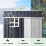 Grovellis 8x10 FT Outdoor Metal Storage Shed, Single Door, 1 Clear Window, Tool Shed for Garden, Patio, Backyard Nightblue Grovellis