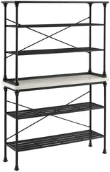 Crosley Furniture Madeleine Baker's Rack with Shelves for Storage, Microwave Stand, Coffee Bar, Steel with Faux Marble Top Crosley Furniture