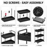 SOLEJAZZ Rolling Storage Cart, 3 Tier Utility Cart Mobile Slide Out Organizer, Bathroom Standing Rack Shelving Unit Organizer for Kitchen, Bathroom, Laundry Room, Black SOLEJAZZ