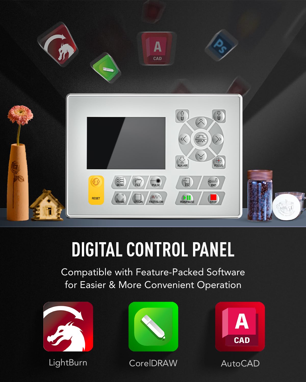 OMTech 60W CO2 Laser Engraver, 28x20 Inch Laser Engraving Cutting Machine with Autolift 4 Way Pass Air Assist Water Pump, Commercial Laser Engraver Cutter for Wood Glass Leather More OMTech