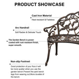 Patio Garden Bench Outdoor Metal Rose Loveseat,39in Cast Iron Well-Crafted Floral Back Antique Finish Park Chair,Accented Lawn Front Porch Path Yard Bronze Decor Deck Furniture for 2|Easy Assembly Meet perfect