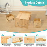 FUNLIO Height Adjustable Montessori Weaning Table and Chair Set for Age 1-3, Quality Solid Wood Toddler Table and 2 Chairs, Kids Table and Chairs for Reading/Eating/Playing,CPC Certified (3pcs Set) FUNLIO