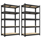 REIBII Set of 2 Storage Shelves 5 Tier Garage Shelving Heavy Duty Adjustable Garage Shelves Load 2000LBS Metal Shelving Units for Storage Warehouse Pantry Closet, 27.6" W x 11.8" D x 60" H REIBII