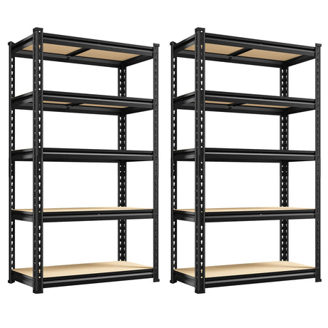 REIBII Set of 2 Storage Shelves 5 Tier Garage Shelving Heavy Duty Adjustable Garage Shelves Load 2000LBS Metal Shelving Units for Storage Warehouse Pantry Closet, 27.6" W x 11.8" D x 60" H REIBII