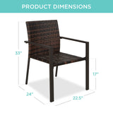 Best Choice Products Set of 2 Stackable Outdoor Wicker Dining Chairs All-Weather Firepit Armchair w/Armrests, Steel Frame for Patio, Deck, Garden, Yard - Brown Best Choice Products