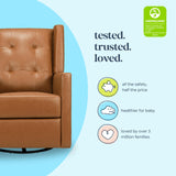 daVinci Maddox Glider Recliner Nursery Chair - GREENGUARD Gold & Certi-PUR US Certified - Ultra Cozy 360° Swivel Rocker Recliner - Versatile Glider Rocking Chair for Nursery & Living Room - Vegan Tan DaVinci