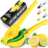 Zulay Kitchen Metal 2-in-1 Lemon Squeezer - Sturdy Max Extraction Hand Juicer Lemon Squeezer Gets Every Last Drop - Easy to Clean Manual Citrus Juicer - Easy-Use Lemon Juicer Squeezer - Yellow/Green Zulay Kitchen