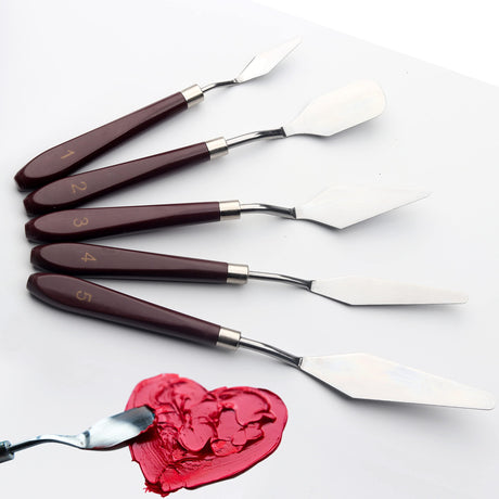 5 Piece Palette knifes Painting Knife Set for Oil, Acrylic Paint,Cake Decorating,Stainless Steel Pallet Knife Paint Knife Art Spatula for Various Types of Painting,ColorMixing,Smearing Herain