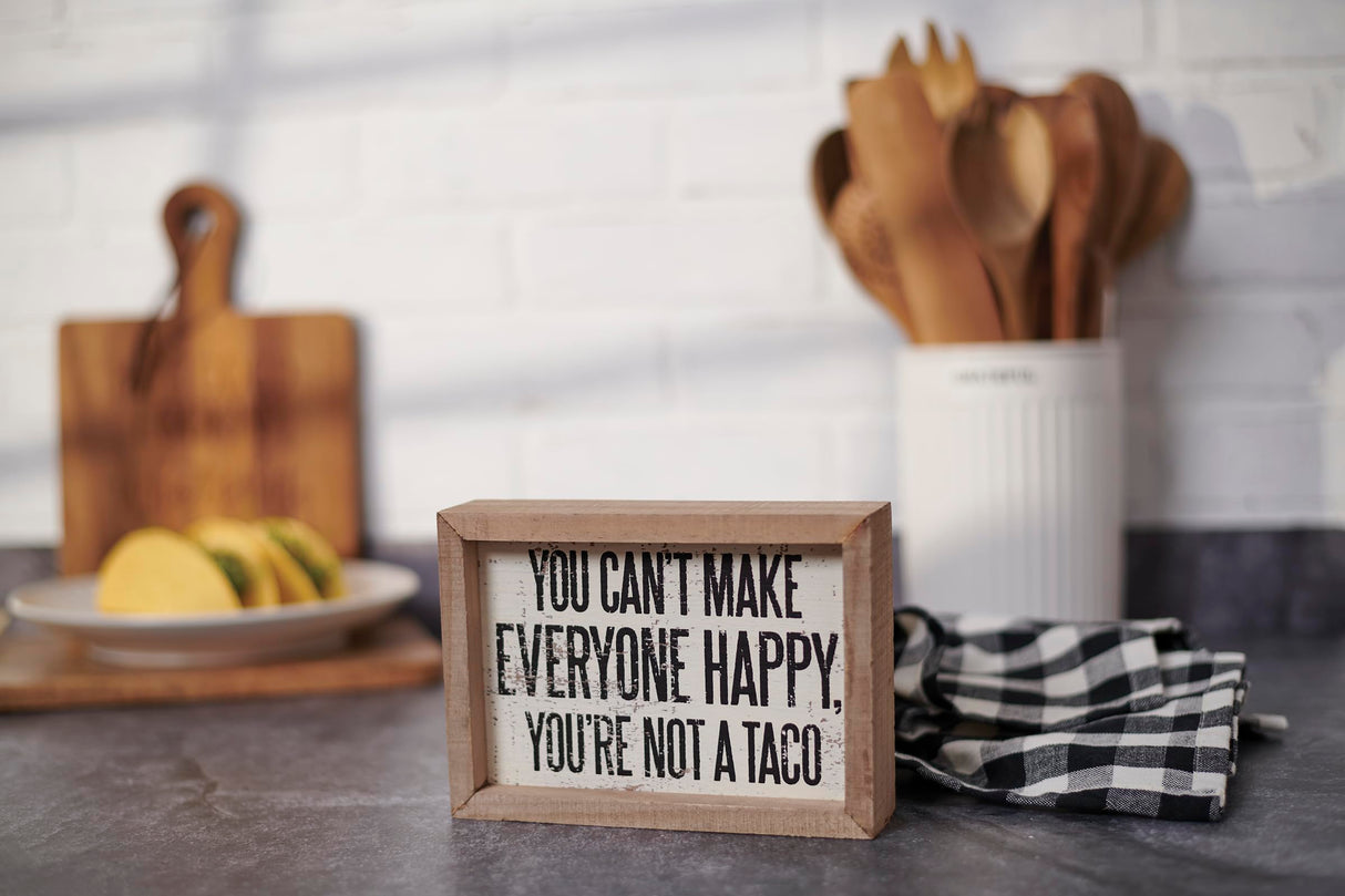 Primitives by Kathy Not A Taco Inset Sign, 5x7 inches, Wooden Primitives by Kathy