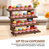 Fumingpal Wooden Cupcake Stand - 4 Tier Cupcake Display Stand, Rustic Tiered Display Stand, Tool Free Installation Cupcake Stand for Baby Shower Decorations Birthday Party Supplies Fumingpal
