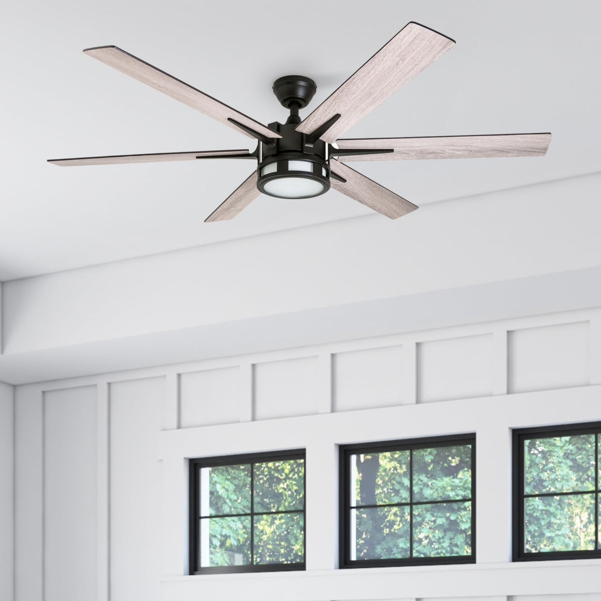 Honeywell Ceiling Fans Kaliza Modern 56 Inch Ceiling Fan with Light, Remote Control Fan, LED Indoor Fan with 6 Blades, Gray Oak and Light Oak Blade Finish Options, Bronze (51036-01) Honeywell Ceiling Fans