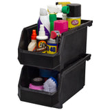 ReadySpace Plastic Containers for Organizing and Storage Bins for Closet, Kitchen, Office, Garage or Pantry Organization, Stackable Bins, Large (14.8" x 8" x 7"), 6-Pack, Black ReadySpace