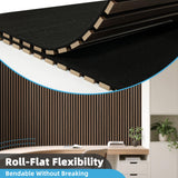 Art3d Acoustic Wood Slat Wall Panel with Roll-Flat Design - 95.3 x 23.8 Inch Sound Absorbing Panels for Living Room Columns Corridor Curved Wall Decor, 2-Pack Walnut Art3d