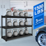 SDXYSTCE 48" W Garage Shelving Heavy Duty, 1500LBS Loads Adjustable Garage Storage Shelves, 3-Tier Metal Shelving Units and Storage Racks, Industrial Utility Shelf,48" Wx18 Dx39 H, Black SDXYSTCE