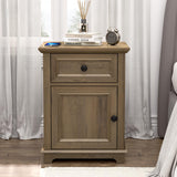 REDAYFUR End Tables with Fast-Charge Set of 2, Side Tables with Drawer Storage and Adjustable Shelf, Charging Nightstand Set of 2, Wooden Side Table for Living Room/Bedroom/Office, Light Brown REDAYFUR