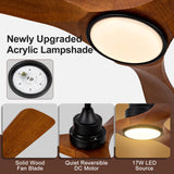 36 Inch Ceiling Fans with Lights and Remote, Black 3 Blade Wood Outdoor Ceiling Fan with Light Outdoor Ceiling Fans for Patios, Bedroom Ceiling Fan for Modern Living Room Patio Indoor Office VCQQ