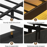 Muluflower Floating Bed Frame Queen Size with LED Lights and Charging Station, Black PU Metal Platform Bed Frame, Easy Assembly, No Box Spring Needed (Queen) Muluflower