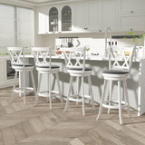 Betterhood 29" Bar Height Swivel Stools - High Back Swivel Barstools with Upholstered Seat & Solid Wood Footrest, Counter Bar Chairs for Kitchen Island & Pub (White, Set of 2) Betterhood