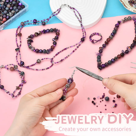 900pcs Glass Craft Beads for Bracelet Making Kit, Include Assorted Round/Bicone/Seed/Rock Beads and Teardrop Pendant for Jewelry Making, Necklace, Art, Designer Charms Rired 27
