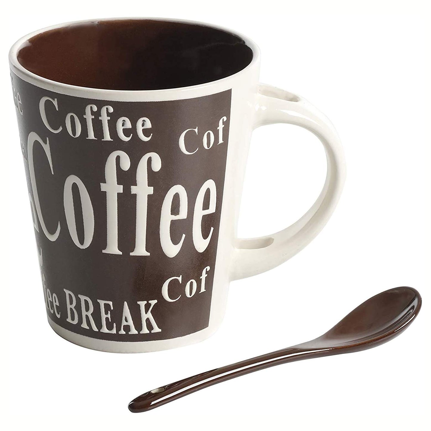 Mr. Coffee Bareggio Mug and Spoon Set, Café Americano, 8-Piece Mug and Spoon Set (14oz)