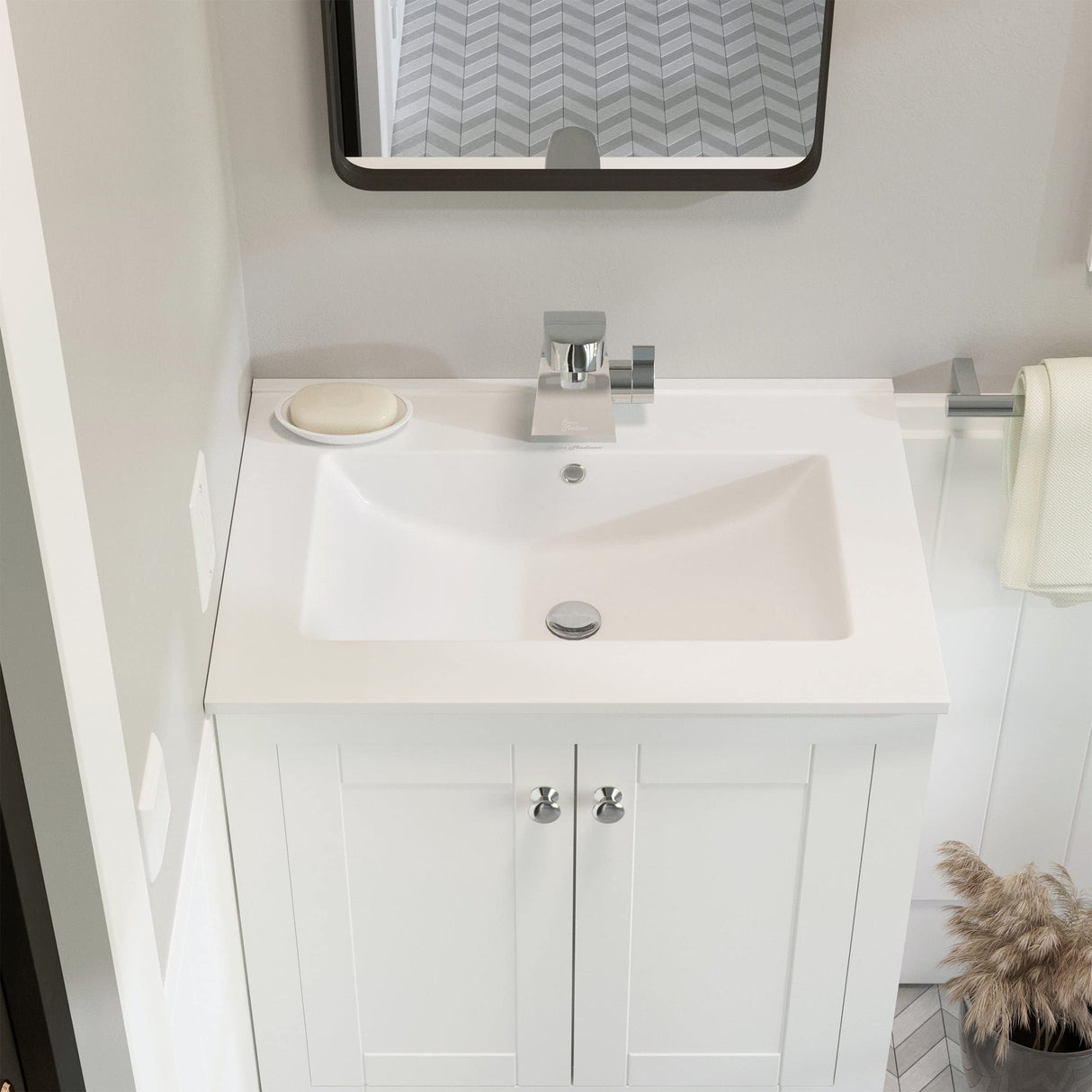 Swiss Madison Drop In Ceramic Well Made Forever Swiss Madison SM-VT324 Vanity Top, 18.5"D x 24.25"W x 6.75"H, Glossy White Swiss Madison