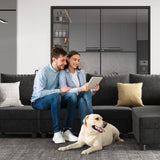 Apicizon Modular Sectional Couch, 9 Seats U Shaped Couch with Storage, Modern Chenille Sofa Set with USB Charging Ports, Comfy Couches with Chaise for Living Room, Office, Dark Grey Apicizon