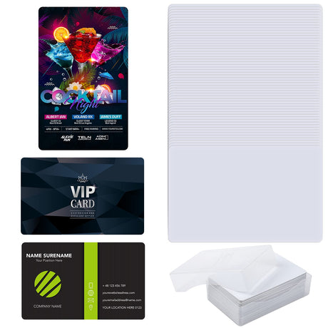 ADXCO 60 Pieces Sublimation Metal Business Cards for Custom Engrave Thickness 0.22 mm Aluminum Blanks Name Card for Office Business Blank DIY Festive Gift Card for Printing, 3.4 x 2.1 Inch ADXCO