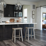 Maven Lane Kitchen Bar Stool, Modern Farmhouse Wood Counter Barstool, Kitchen Island Stool, Counter Height Bar Stools for Kitchen, Wide Seat Backless Bar Stools, Vincent 26", Antiqued Grey, Set of 2 Maven Lane